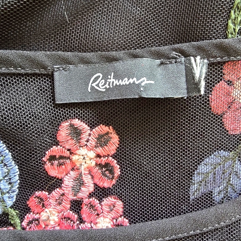 Reitmans Floral Embroidered Black Mesh Dress - Picture 6 of 12